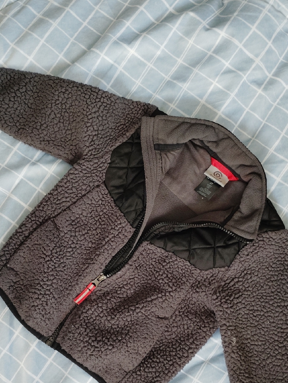Champion Gray Sherpa Zip-Up Jacket with Quilted Accents